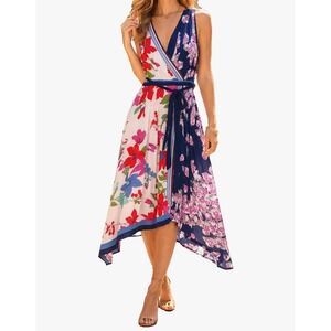 Maeve Anthropologie Botanica Dress Size 4 Wrap Sleeveless Multi Floral Midi